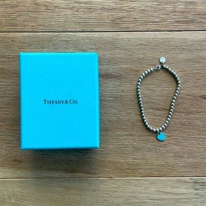 NWT: Tiffany & Co. Tiffany Blue Heart Tag Beaded Bracelet in Silver
